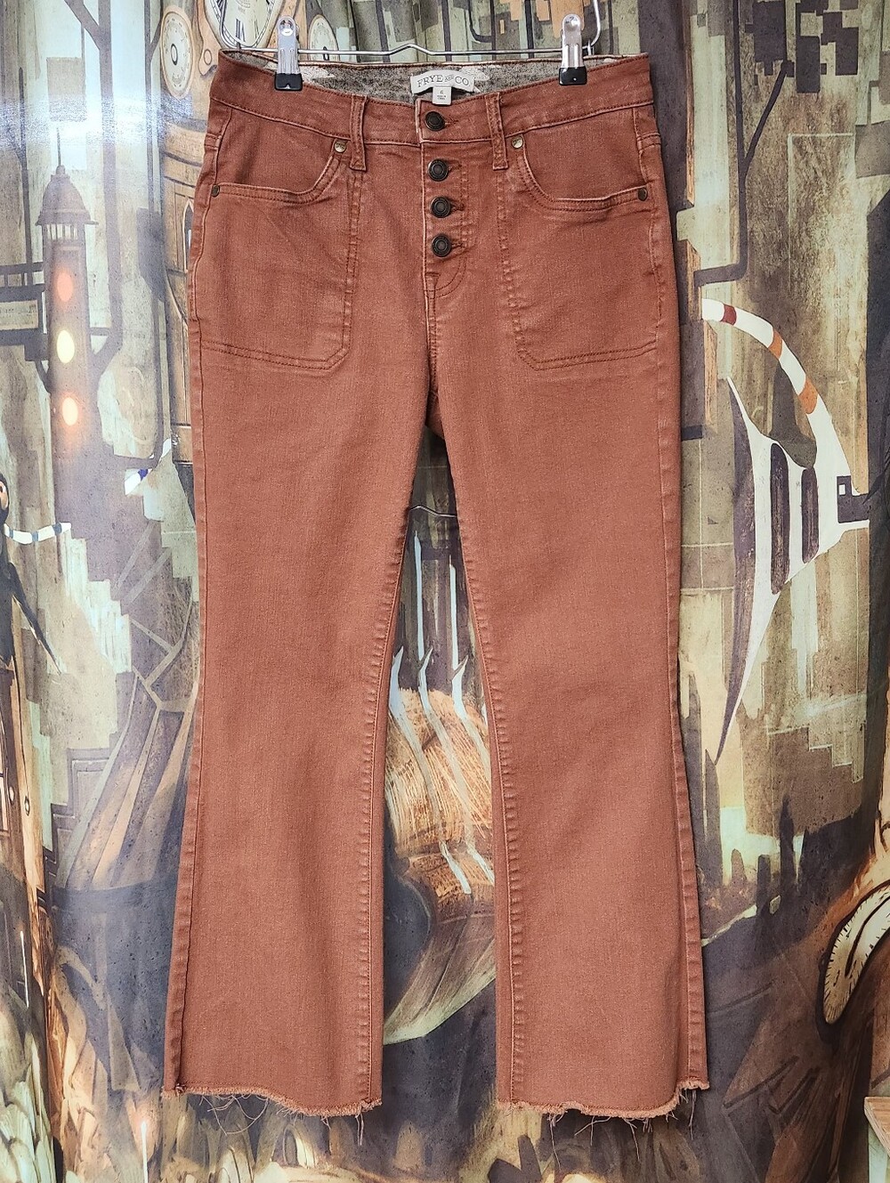 Women's Rust Brown High-Rise Button-Fly Frye And Co. Jeans